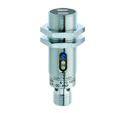 Sensores fotoeléctricos cilindricos de reflexão no objecto c/ supressão de fundo, M18, alcance 120 mm, PNP, c/ cabo
